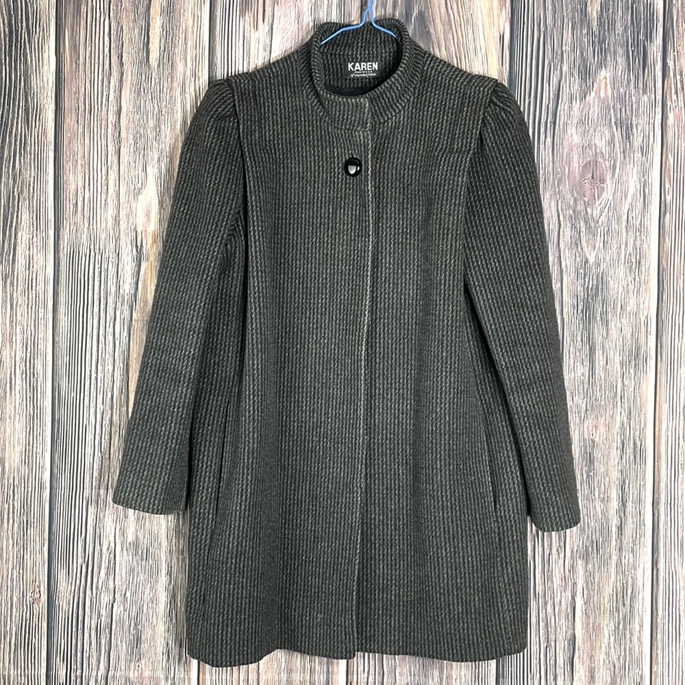 Karen Black Gray Wool Cashmere Coat, Vintage 80s, Size S/M